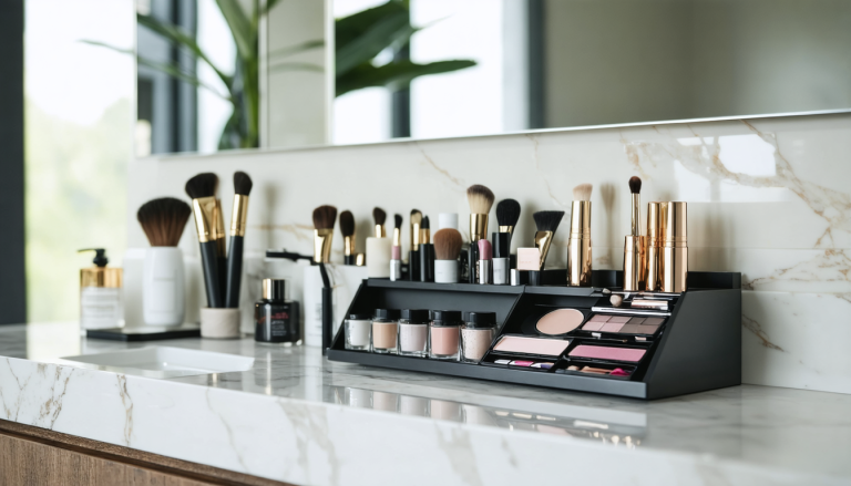 optimisez votre routine beauté avec un rangement de maquillage pratique et élégant, spécialement conçu pour votre salle de bains. gardez vos produits organisés et à portée de main.